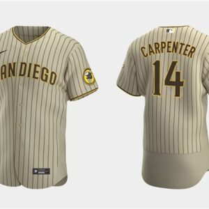 San Diego Padres #14 Matt Carpenter Tan Flex Base Stitched Jersey