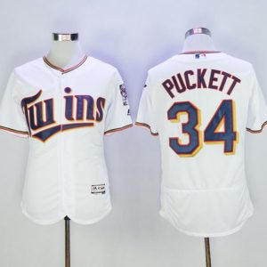 Twins #34 Kirby Puckett White Flexbase Authentic Collection Stitched Jersey