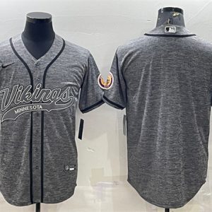Minnesota Vikings Blank Gray With Patch Cool Base Stitched Baseball Jersey