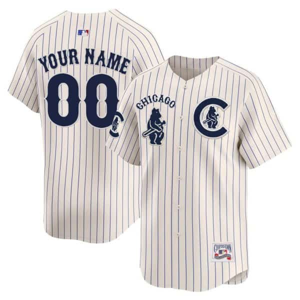 Chicago Cubs Custom Cream Pinstripe Special Vapor Premier Limited Stitched Jersey