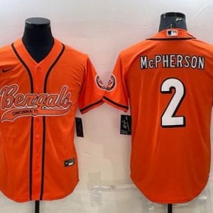 Cincinnati Bengals #2 Evan McPherson Orange With Patch Cool Base Stitched Baseball Jersey