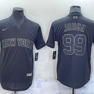 New York Yankees #99 Aaron Judge Black Pitch Black Fashion Replica Stitched Jersey