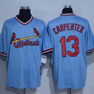 Cardinals #13 Matt Carpenter Blue Cooperstown Throwback Stitched Jersey
