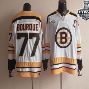 CCM Throwback Bruins Stanley Cup Finals Patch #77 Ray Bourque White Stitched Jersey