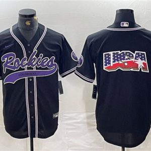 Colorado Rockies Black Team Big Logo Cool Base Stitched Jersey