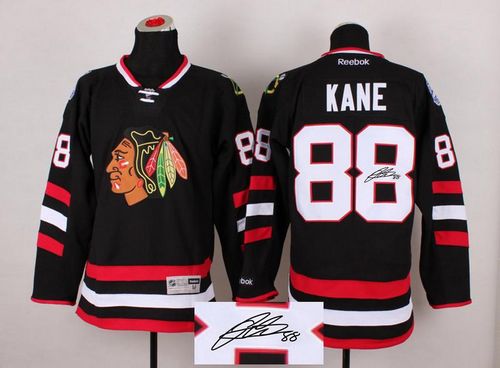 Blackhawks #88 Patrick Kane Black Autographed Stitched Jersey