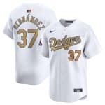 Los Angeles Dodgers #37 Teoscar Hernandez White 2025 Gold Collection Limited Stitched Jersey