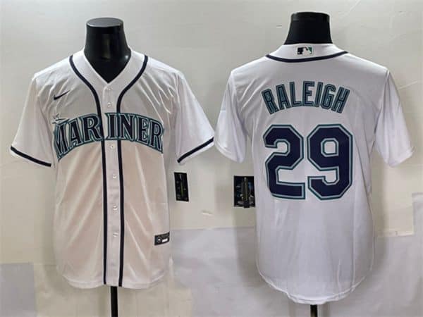 Seattle Mariners #29 Cal Raleigh White Cool Base Stitched Jersey