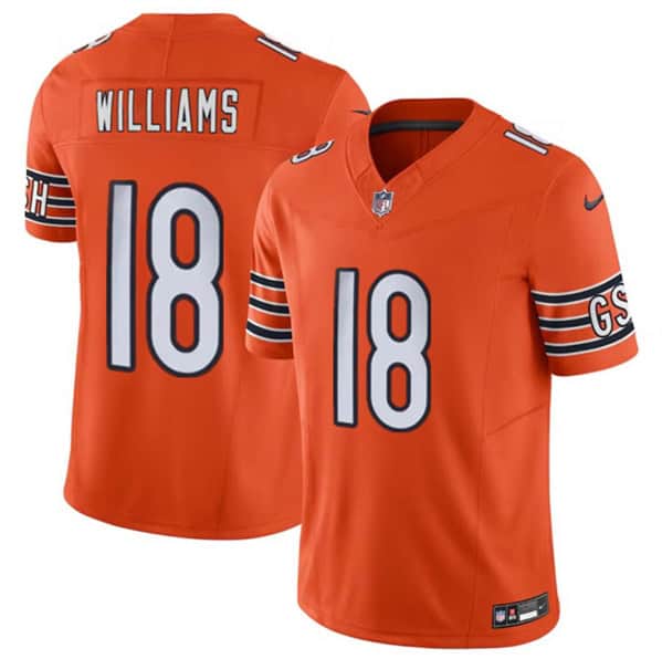 Chicago Bears #18 Caleb Williams Orange 2024 Draft F.U.S.E. Vapor Stitched Jersey