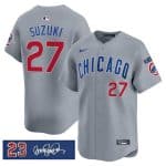 Chicago Cubs #27 Seiya Suzuki Gray 'Ryne Sandberg Tribute' Vapor Limited V3 Stitched Jersey