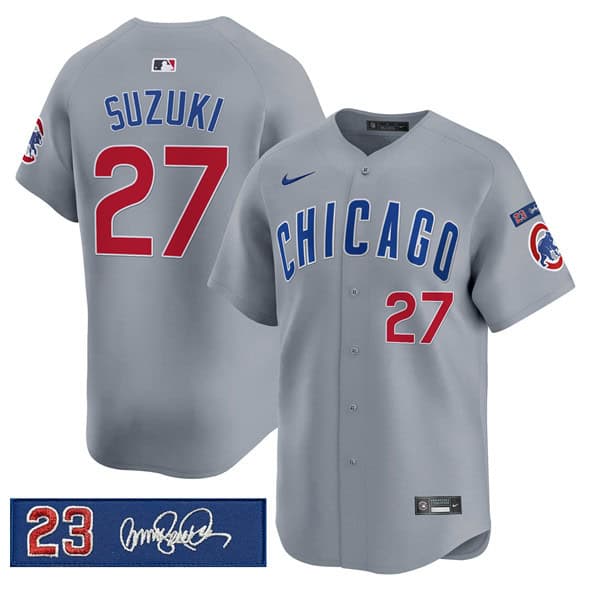 Chicago Cubs #27 Seiya Suzuki Gray 'Ryne Sandberg Tribute' Vapor Limited V3 Stitched Jersey