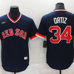 Boston Red Sox #34 David Ortiz Navy Stitched Baseball Jersey