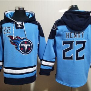 Tennessee Titans #22 Derrick Henry Blue Lace-Up Pullover Hoodie