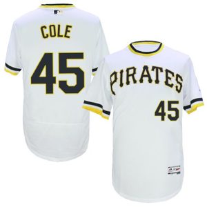 Pirates #45 Gerrit Cole White Flexbase Authentic Collection Cooperstown Stitched Jersey