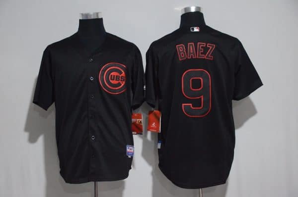 Chicago Cubs #9 Javier Baez Black Strip Stitched Jersey