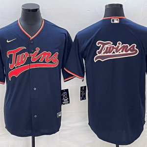 Minnesota Twins Navy Team Big Logo Cool Base Stitched Jersey