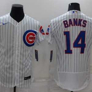 Chicago Cubs #14 Ernie Banks White Flex Base Stitched Jersey