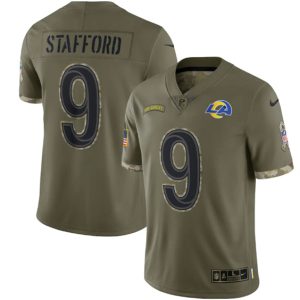 Los Angeles Rams #9 Matthew Stafford 2022 Olive Salute To Service Limited Stitched Jersey