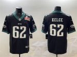 Philadelphia Eagles #62 Jason Kelce Black 2025 Super Bowl LIX Patch Vapor Untouchable Limited Stitched Jersey