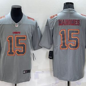 Kansas City Chiefs #15 Patrick Mahomes Gray Atmosphere Fashion Stitched Jersey