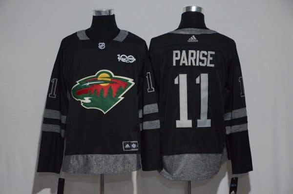 Minnesota Wild #11 Zach Parise Black 1917-2017 100th Anniversary Stitched Jersey
