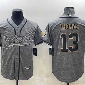 New Orleans Saints #13 Michael Thomas Gray With Patch Cool Base Stitched Jersey