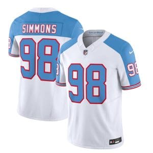 Tennessee Titans #98 Jeffery Simmons White Blue 2023 F.U.S.E. Vapor Limited Throwback Stitched Jersey