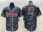 Tampa Bay Buccaneers Grey Camo Team Big Logo With Patch Cool Base Stitched Baseball Jersey