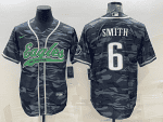 Philadelphia Eagles #6 DeVonta Smith Grey Camo With Patch Cool Base Stitched Baseball Jersey