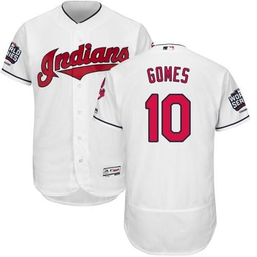 Indians #10 Yan Gomes White Flexbase Authentic Collection 2016 World Series Bound Stitched Jersey