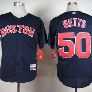 Red Sox #50 Mookie Betts Dark Blue Cool Base Stitched Jersey