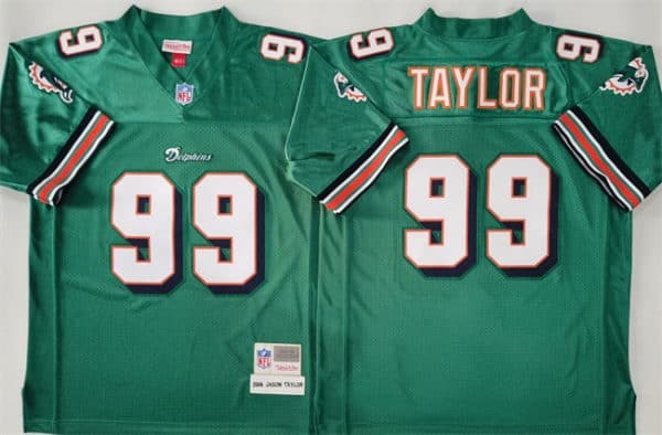 Miami Dolphins #99 Jason Taylor Aqua Throwback Stitched Football Jersey
