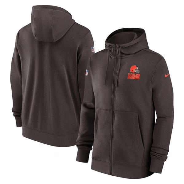 Cleveland Browns Brown Sideline Club Performance Full-Zip Hoodie