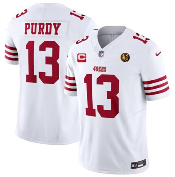 San Francisco 49ers #13 Brock Purdy White 2023 F.U.S.E. With 1-Star C Patch And John Madden Patch Vapor Limited Stitched Jersey