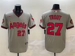 Los Angeles Angels #27 Mike Trout Gray With Patch Stitched Jersey