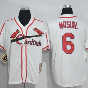 Mitchell And Ness Cardinals #6 Stan Musial White Throwback Stitched Jersey