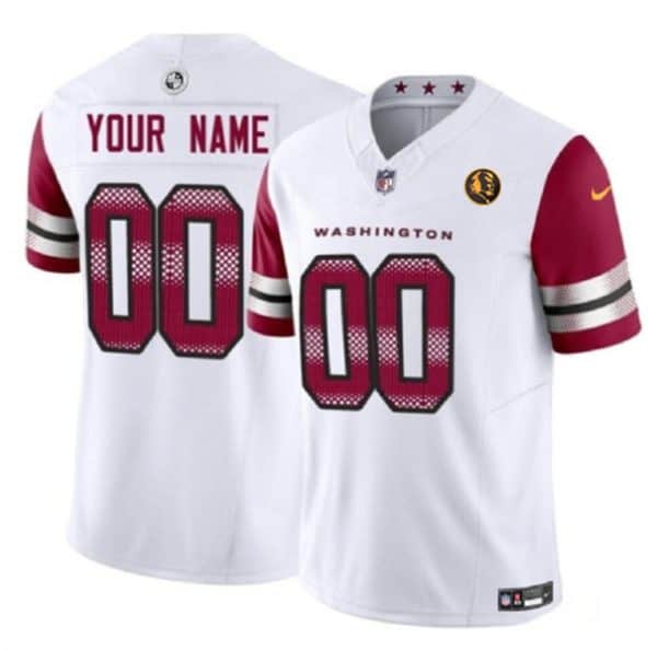 Washington Commanders Custom White 2023 F.U.S.E. With John Madden Patch Vapor Limited Stitched Jersey