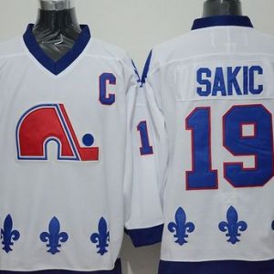 Nordiques #19 Joe Sakic Whtie CCM Throwback Stitched Jersey