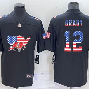 Tampa Bay Buccaneers #12 Tom Brady Black USA Flag Limited Stitched Jersey