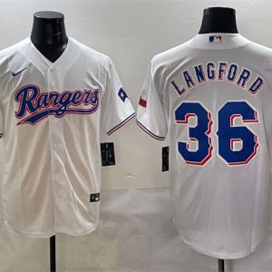 Texas Rangers #36 Wyatt Langford White Cool Base Stitched Jersey