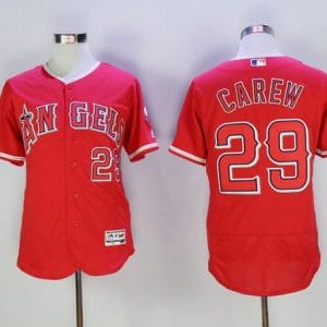 Angels Of Anaheim #29 Rod Carew Red Flexbase Authentic Collection Stitched Jersey