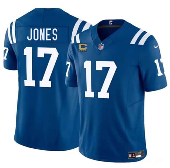 Indianapolis Colts #17 Daniel Jones Blue 2025 F.U.S.E. With 4-Star C Patch Vapor Limited Stitched Jersey