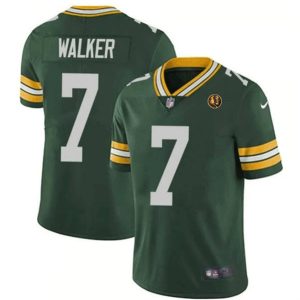 Green Bay Packers #7 Quay Walker Green With John Madden Patch Vapor Limited Throwback Stitched Jersey