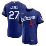 Los Angeles Dodgers #27 Trevor Bauer 2021 Royal City Connect Flex Base Stitched Baseball Jersey