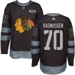 Blackhawks #70 Dennis Rasmussen Black 1917-2017 100th Anniversary Stitched Jersey