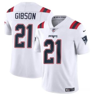New England Patriots #21 Antonio Gibson White Vapor Limited Stitched Jersey