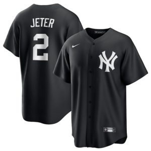 New York Yankees #2 Derek Jeter Black Lights Out Limited Stitched Jersey