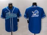 Detroit Lions Team Big Logo Blue Cool Base Stitched Jersey