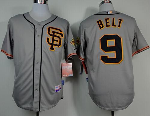 Giants #9 Brandon Belt Grey Road 2 Cool Base Stitched Jersey