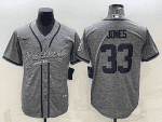 Green Bay Packers #33 Aaron Jones Grey With Patch Cool Base Stitched Baseball Jersey